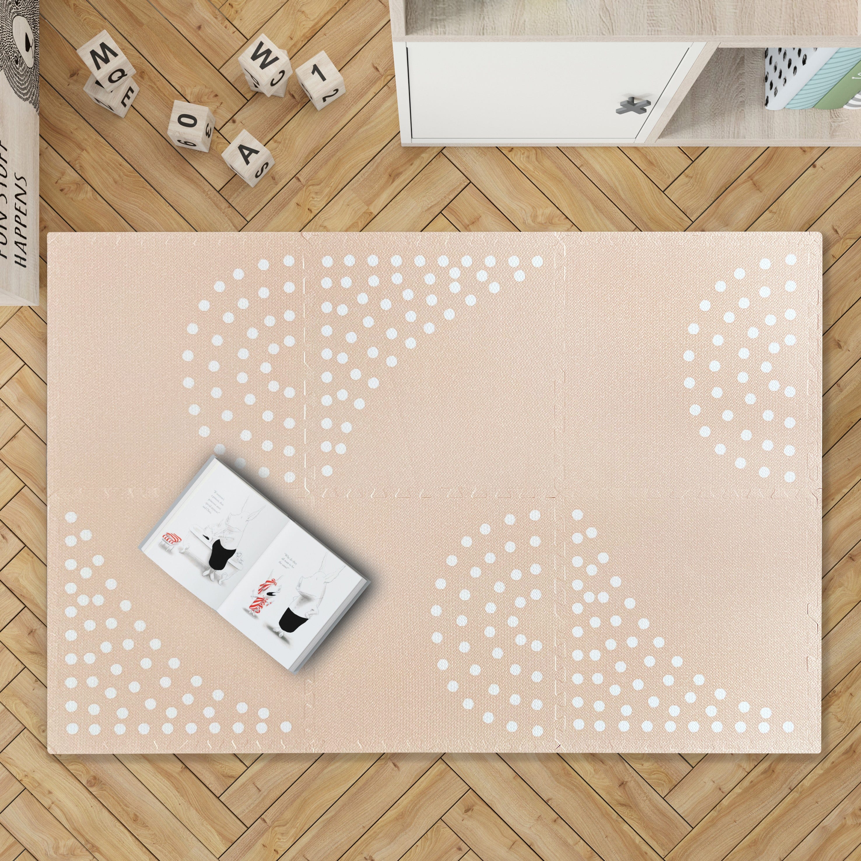 MeowBaby schuimrubberen puzzelmat – beige educatieve mat | 6 elementen