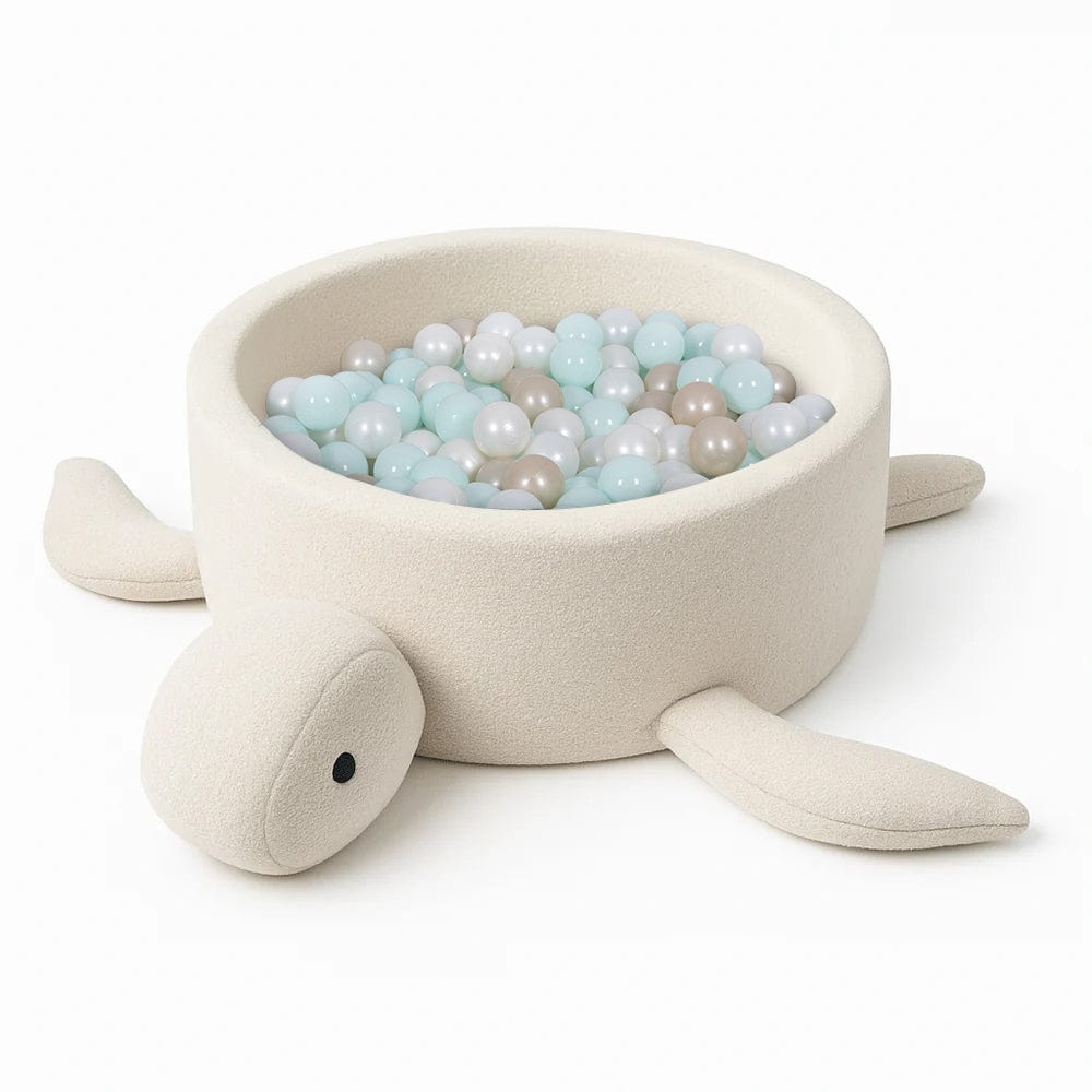 Meowbaby Turtle Ball Pit for Children – Balls to Choose | Cheesecake Cream Beige | Boucle