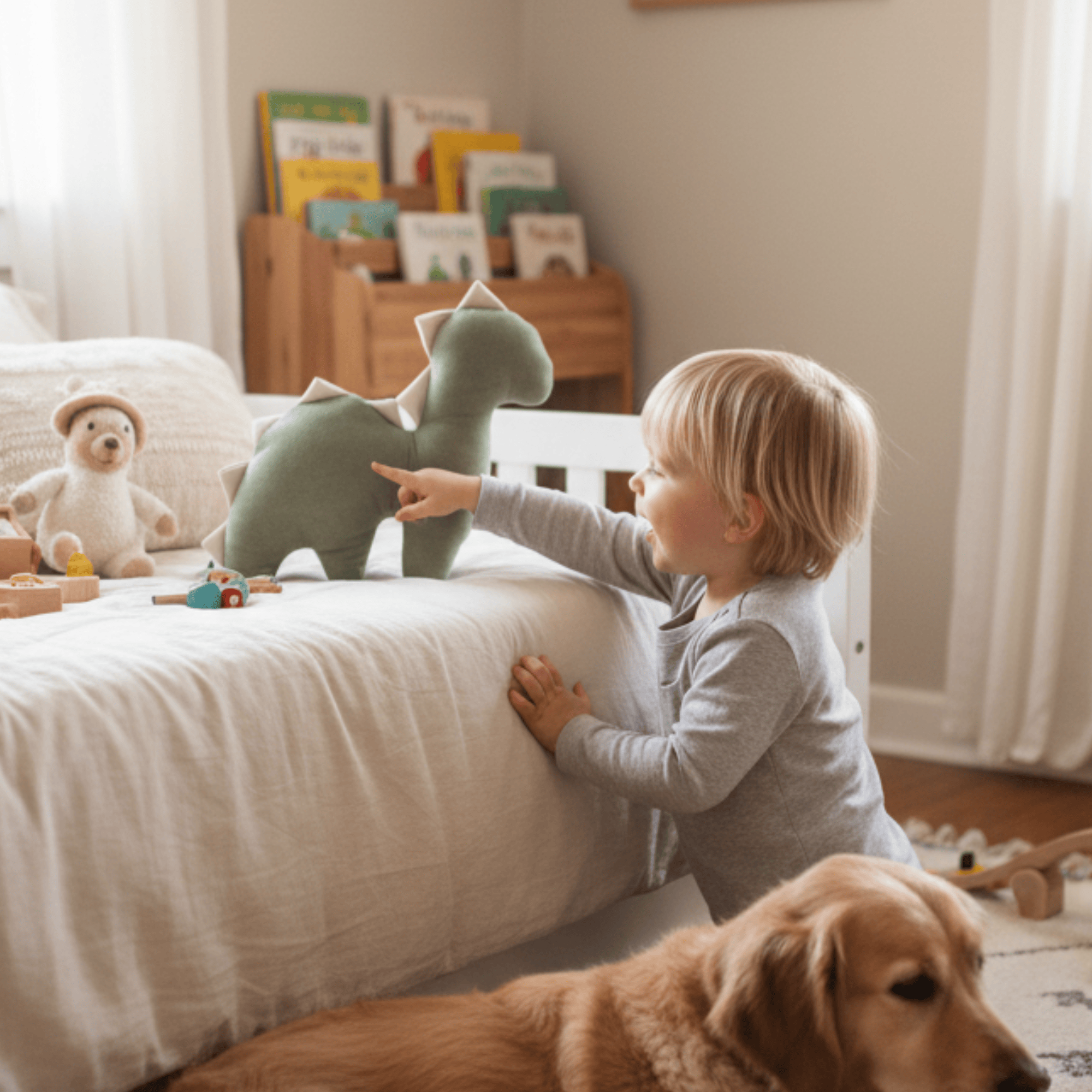 Meowbaby Decorative Pillow for Children Dino - Soft and Stylish | Mellow