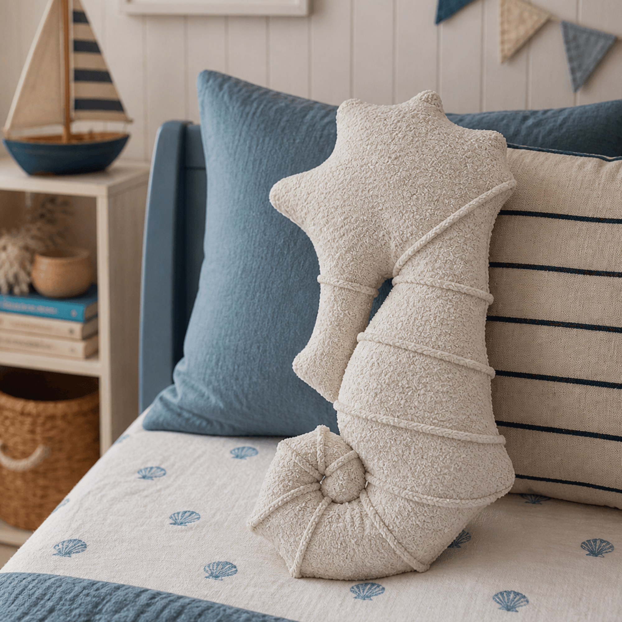 Meowbaby Decorative Pillow for Children Seahorse – Soft and Stylish | Boucle