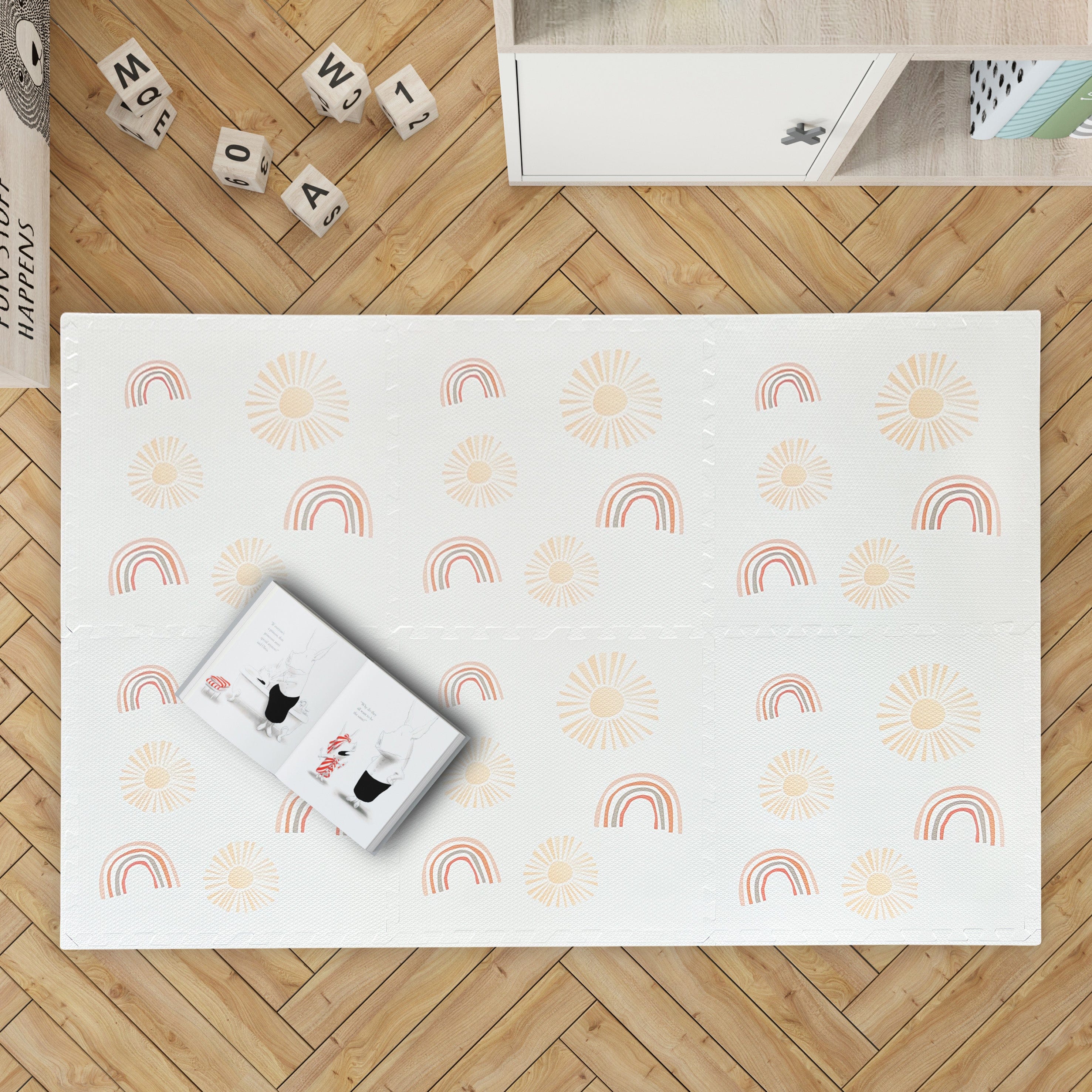 MeowBaby schuimrubberen puzzelmat – beige educatieve mat | 6 elementen