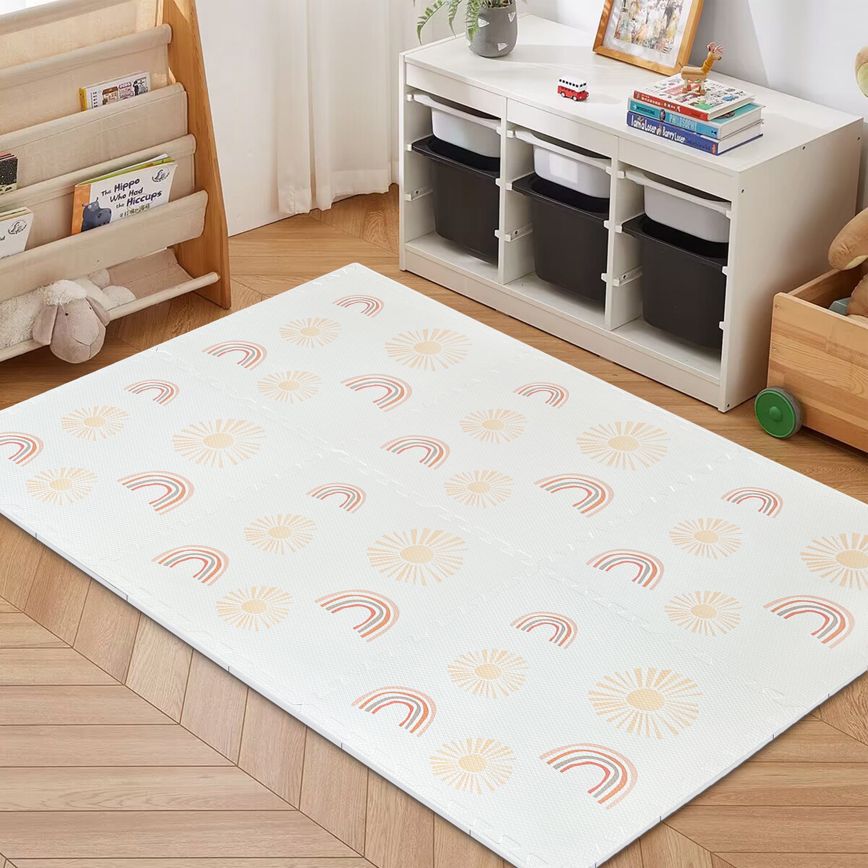 MeowBaby schuimrubberen puzzelmat – beige educatieve mat | 6 elementen