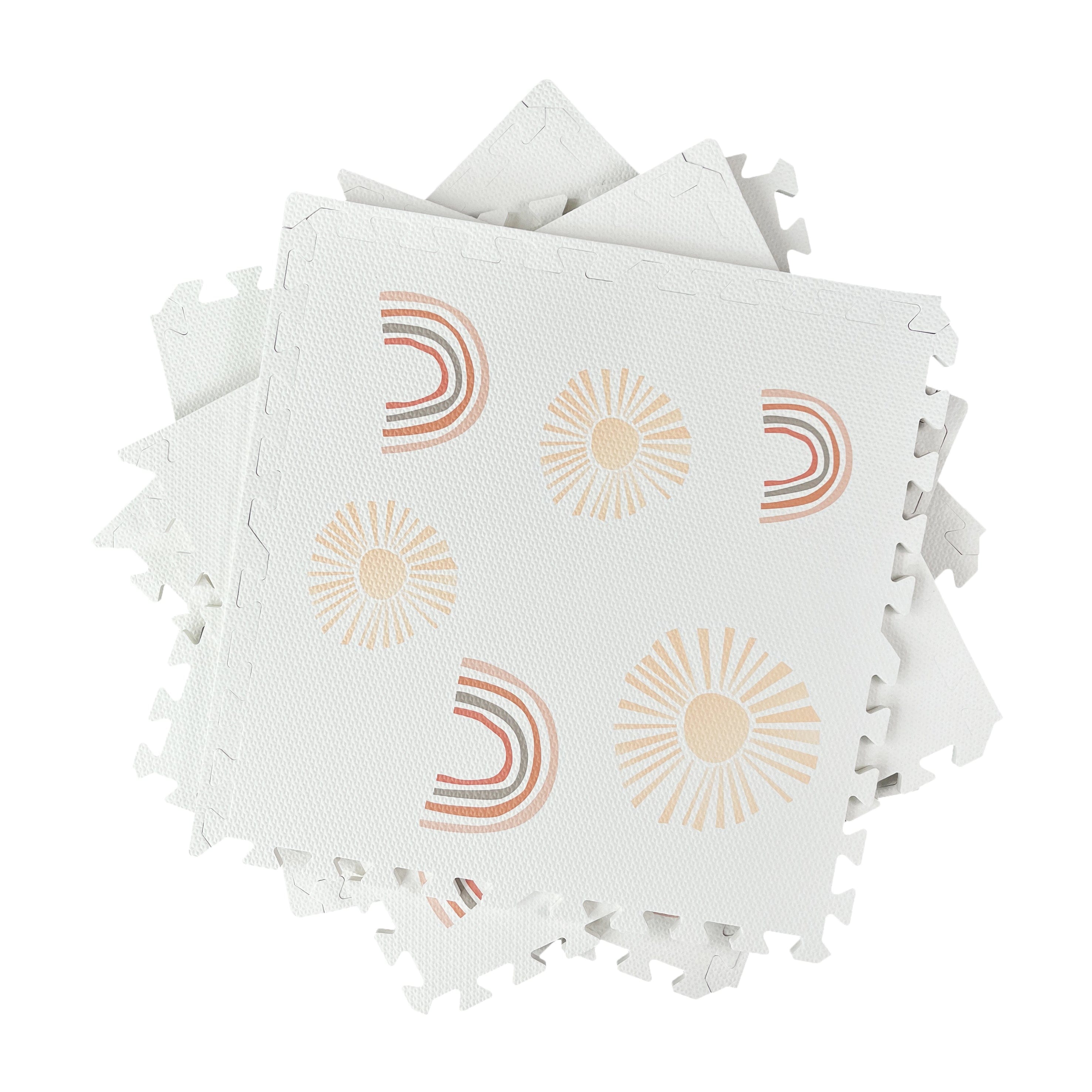 MeowBaby schuimrubberen puzzelmat – beige educatieve mat | 6 elementen