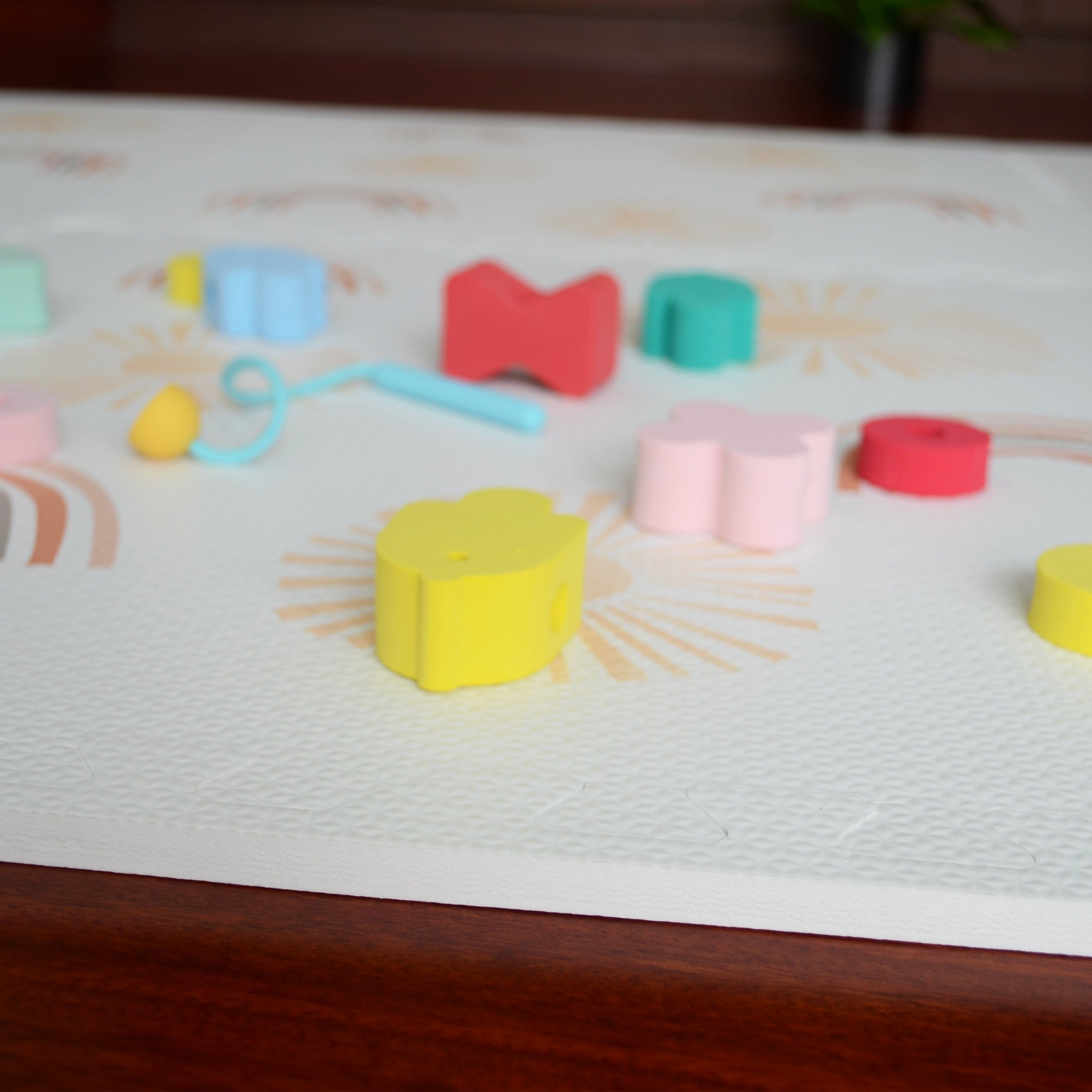 MeowBaby schuimrubberen puzzelmat – beige educatieve mat | 6 elementen