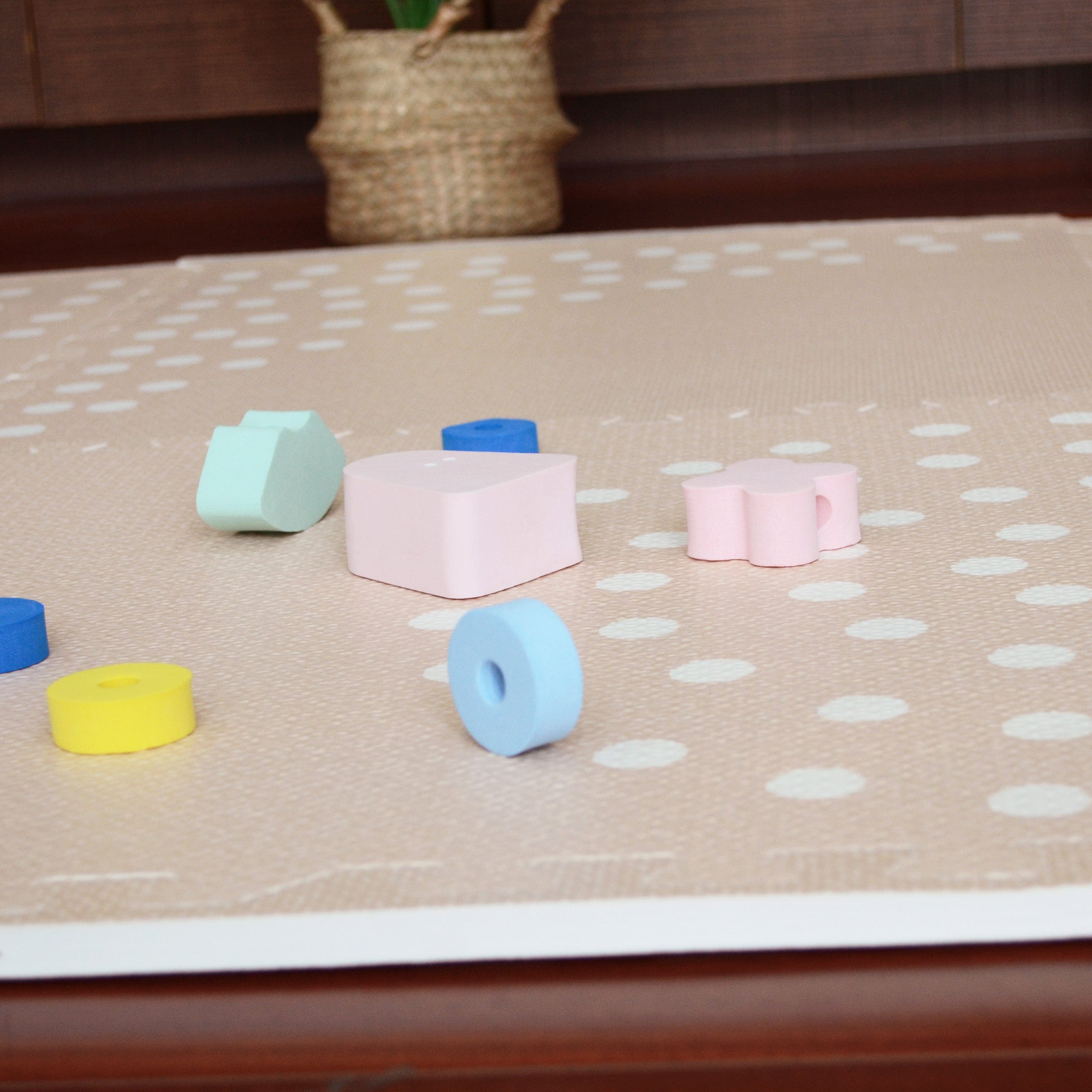 MeowBaby schuimrubberen puzzelmat – beige educatieve mat | 6 elementen