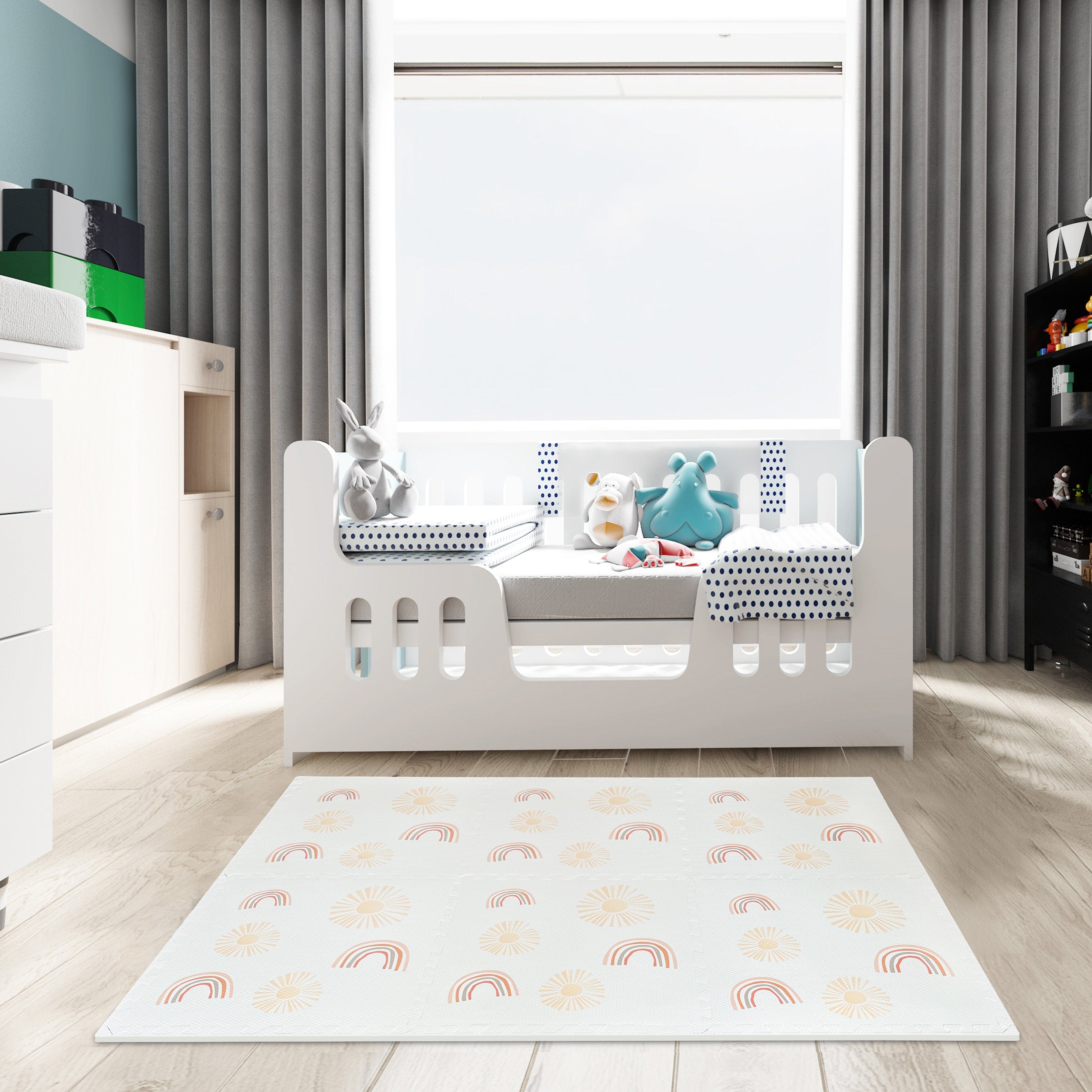 MeowBaby schuimrubberen puzzelmat – beige educatieve mat | 6 elementen