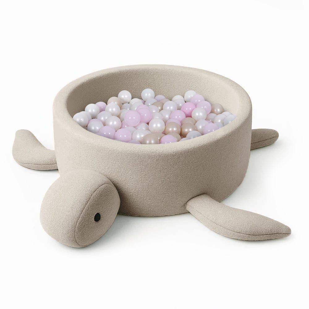 Meowbaby Turtle Ball Pit for Children – Balls to Choose | Oat Biscuit Beige | Boucle
