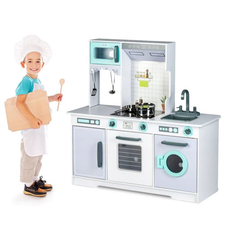 Meowbaby Large Wooden Play Kitchen for Children with Accessories