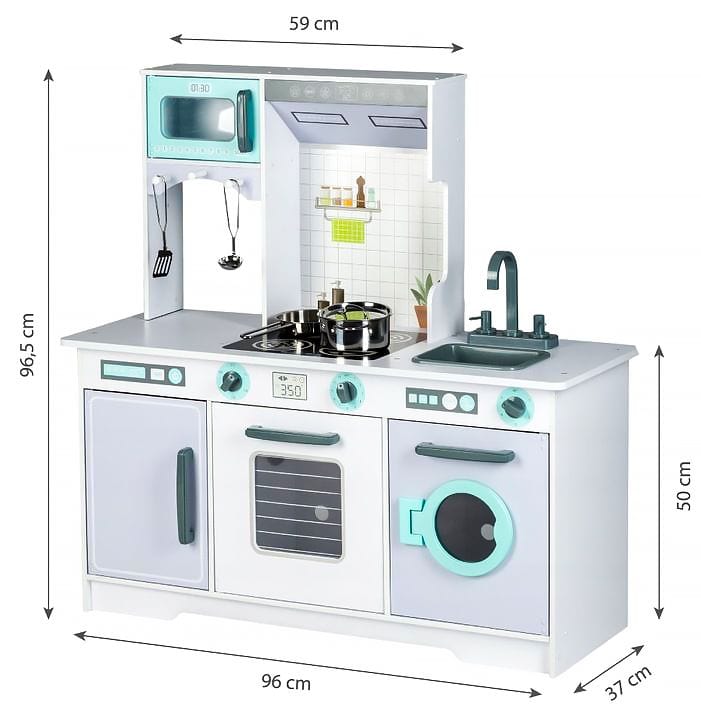 Meowbaby Large Wooden Play Kitchen for Children with Accessories