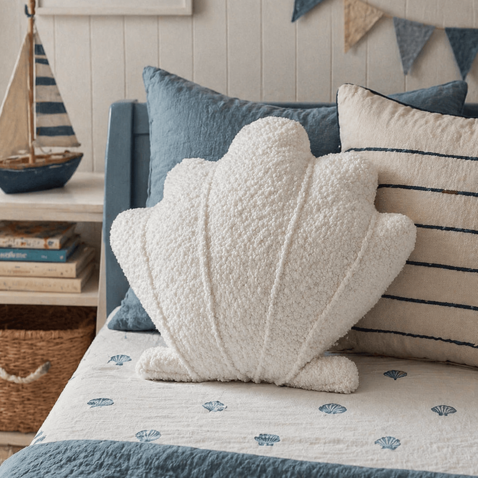 Meowbaby Decorative Pillow for Children Shell – Soft and Stylish | Boucle