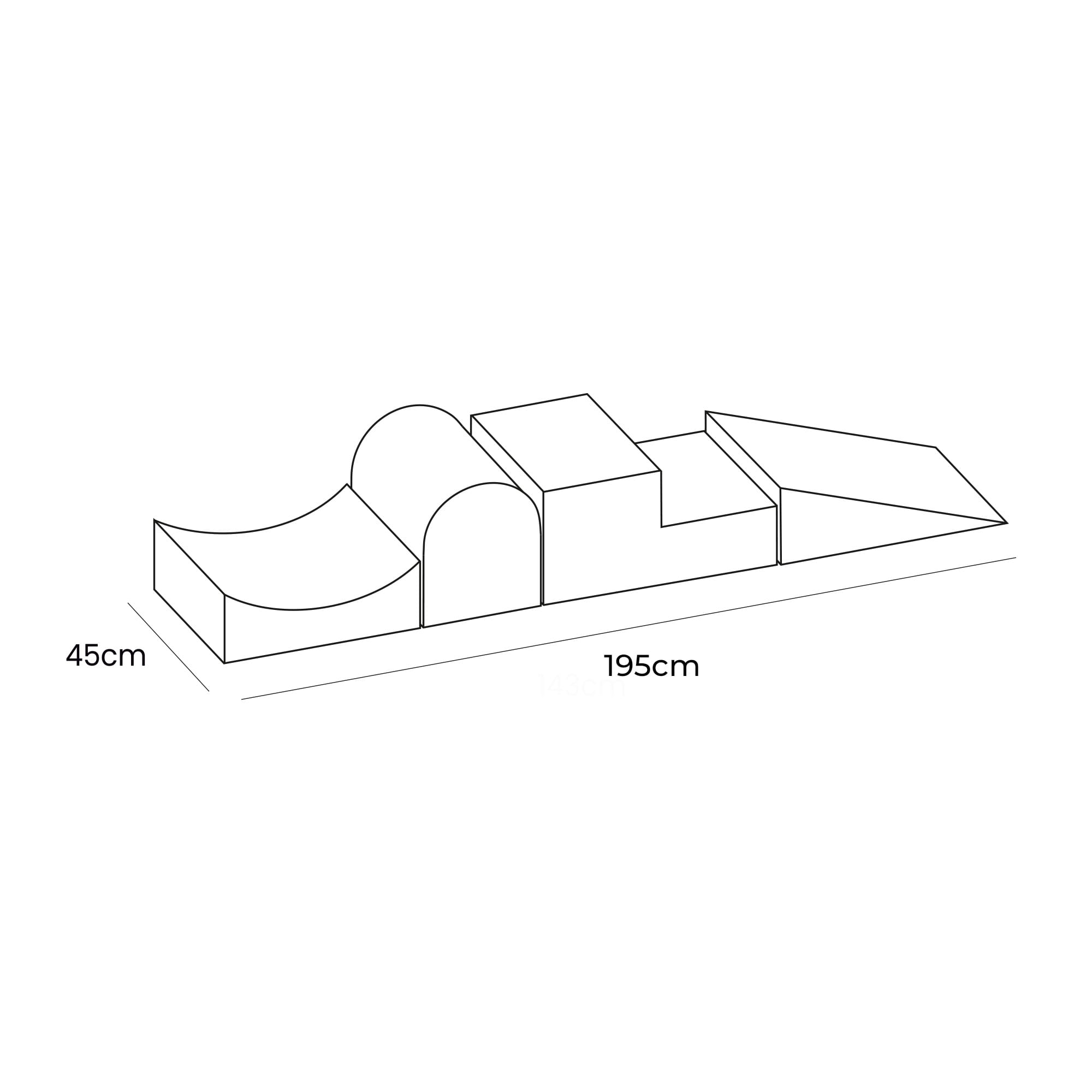 Boucle Foam Playground 4 Elements without ball pit Dimensions Meowbaby