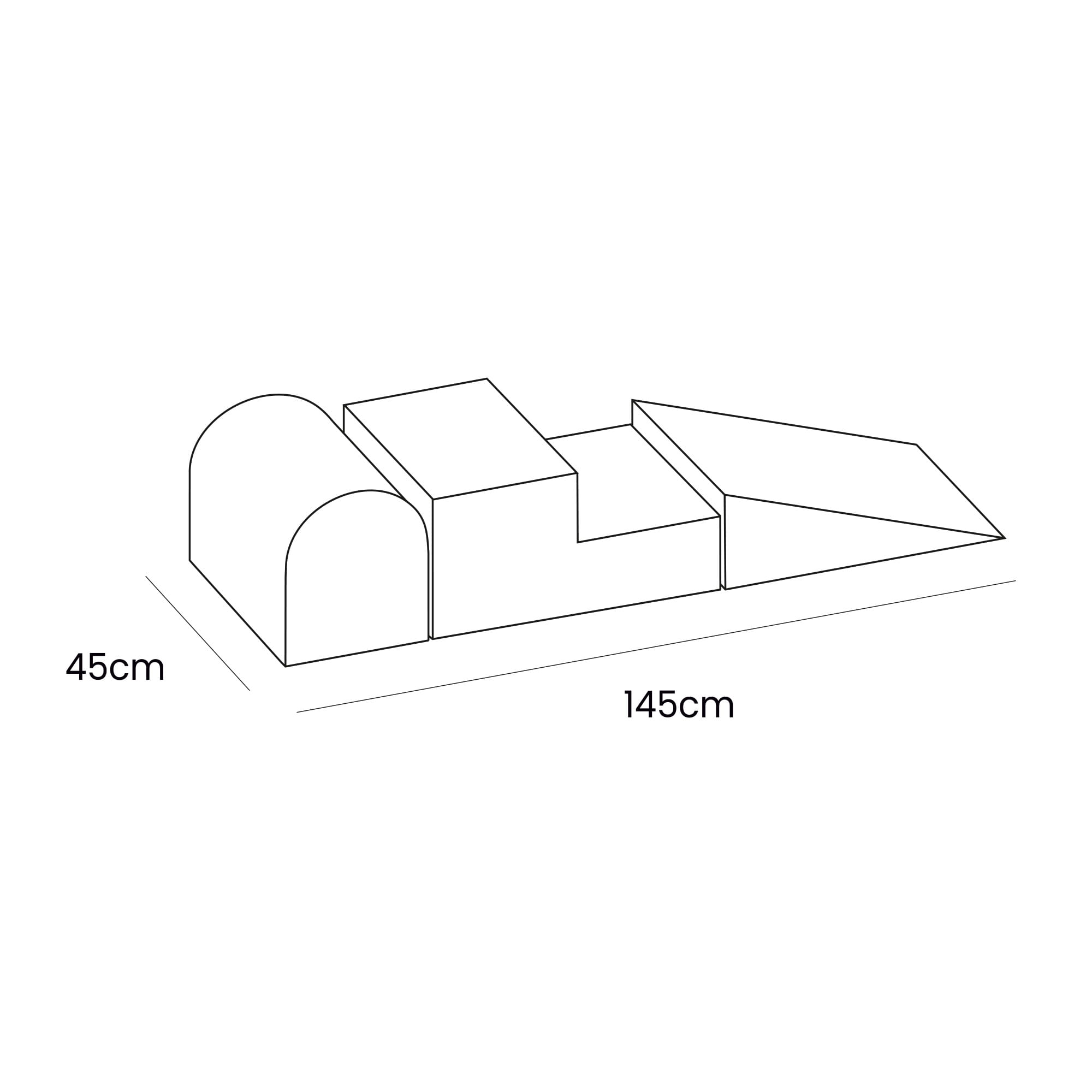 Velvet Foam Playground 3 Elements without ball pit Dimensions Meowbaby